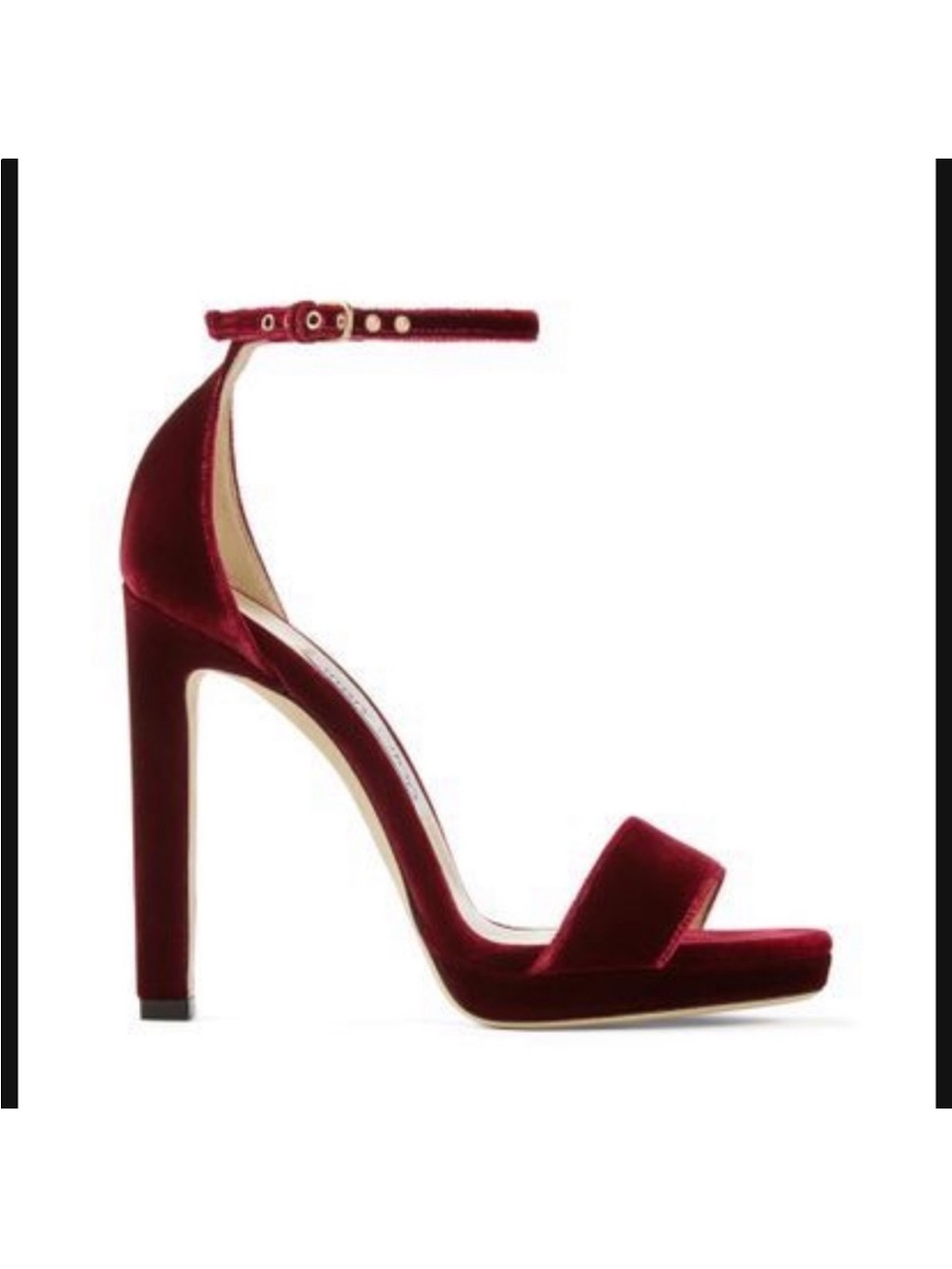 Jimmy Choo Burgundy Velvet Ankle-Strap Platform Sandals